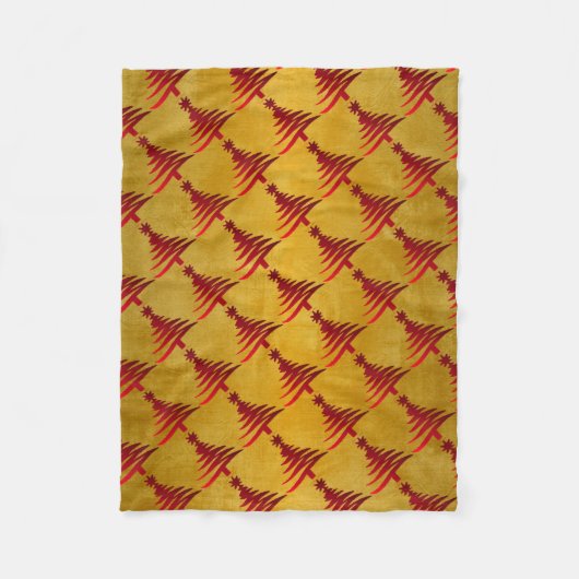 kerstboompotlood Rood op goud Fleece Deken (Voorkant)