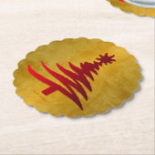 kerstboompotlood Rood op goud Kartonnen Onderzetters (Gekanteld)