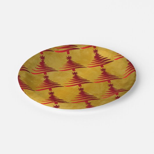 kerstboompotlood Rood op goud Papieren Bordje (Gekanteld)