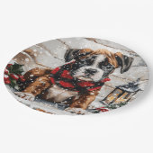 kerstboompuppy papieren bordje (Gekanteld)