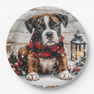 kerstboompuppy papieren bordje