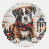 kerstboompuppy ronde sticker (Voorkant)