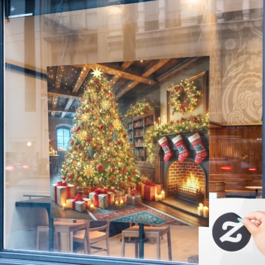 Kerstboomramen Raamsticker (Cafe Raam)