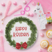 kerstboomrand met Pset Bow Papieren Bordje (Feest)