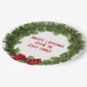 kerstboomrand met Pset Bow Papieren Bordje (Gekanteld)