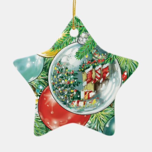 kerstboomreflectie keramisch ornament (Voorkant)
