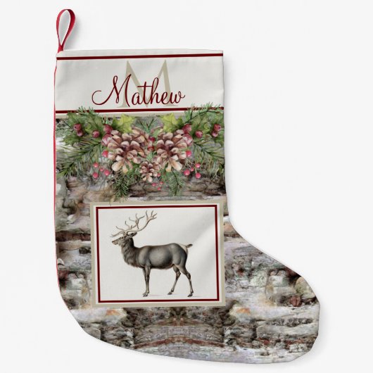 kerstboomrendiermonogram S Kleine Kerstsok (Voorkant)