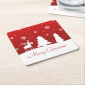 kerstboomrendiertje Snowman Kartonnen Onderzetters (Schuin)