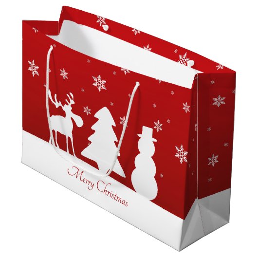 kerstboomrendiertje Snowman Large Cadeautasje (Voorkant Gekanteld)