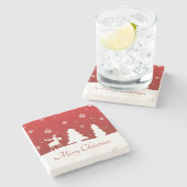 kerstboomrendiertje Snowman Stenen Onderzetter (Zijkant)