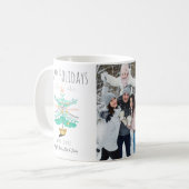 kerstboomretro Pastel Happy Holiday Foto Koffiemok (Voorkant links)