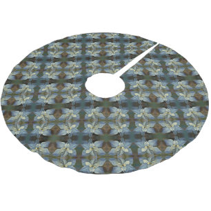 Kerstboomrok - Blauwe Poinsettias. Kerstboom Rok