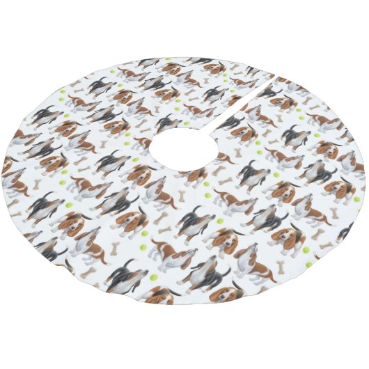 kerstboomrok met howling Basset Hound Dogs Kerstboom Rok (Gekanteld)