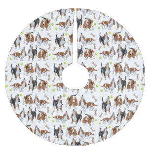 kerstboomrok met howling Basset Hound Dogs Kerstboom Rok