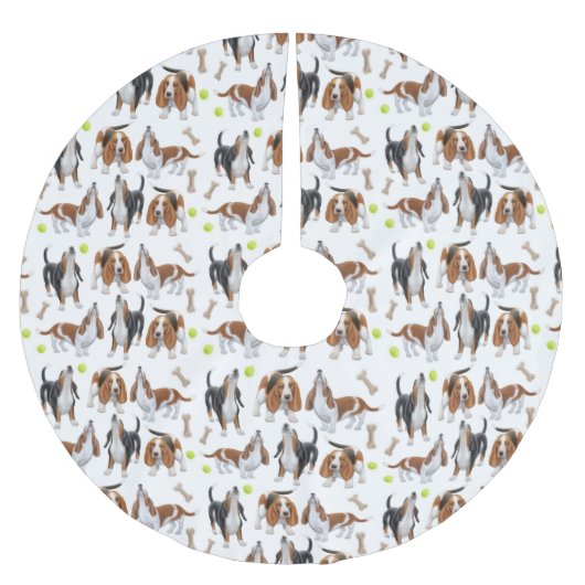 kerstboomrok met howling Basset Hound Dogs Kerstboom Rok (Voorkant)