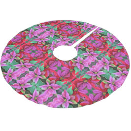 Kerstboomrok - roze/rode poinsettias. kerstboom rok