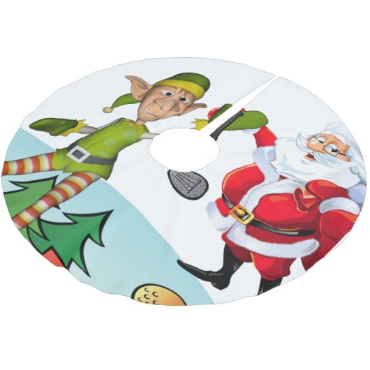 kerstboomrok Santa Golfing Kerstboom Rok (Gekanteld)