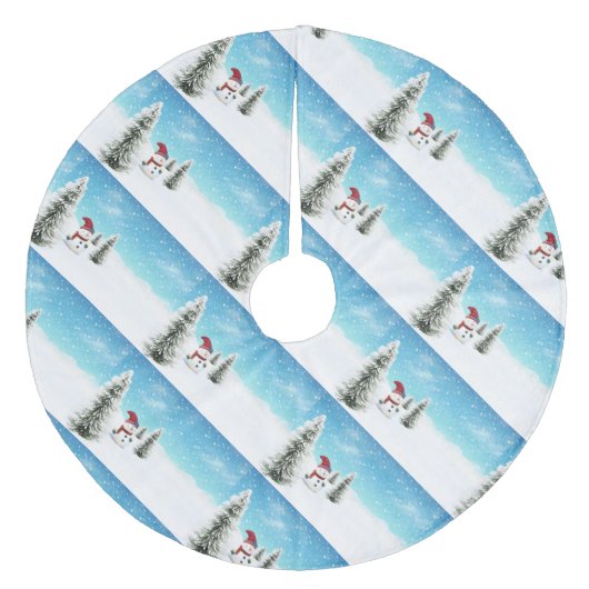 kerstboomrok/Snowman Fleece Kerstboom Rok (Voorkant)