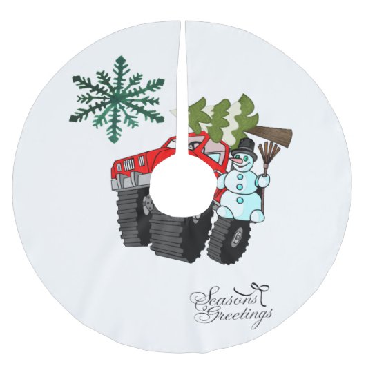 kerstboomrok Snowman Seasons Greetings Kerstboom Rok (Voorkant)