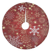 Kerstboomrokken en -harten, sneeuwvlokken fleece kerstboom rok (Voorkant)