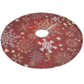 Kerstboomrokken en -harten, sneeuwvlokken fleece kerstboom rok (Gekanteld)