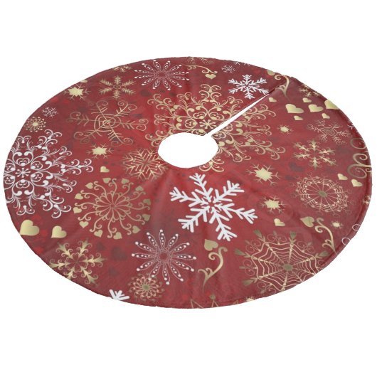 Kerstboomrokken en -harten, sneeuwvlokken fleece kerstboom rok (Gekanteld)