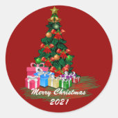 kerstboomronddraaister ronde sticker (Voorkant)