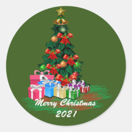 kerstboomronddraaister ronde sticker