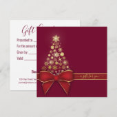 kerstboomroodbruine goudblaasjes met kaartje (Voorkant / Achterkant)