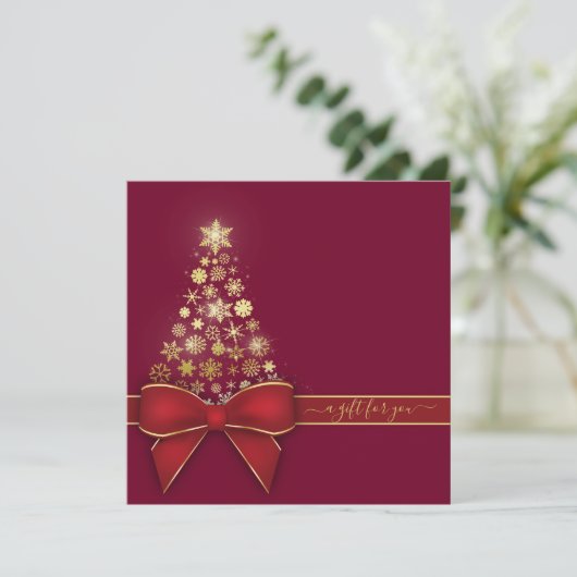 kerstboomroodbruine goudblaasjes met kaartje (Staand voorkant)