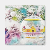  kerstboomroze decoraties magneet (Voorkant)