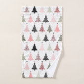 Kerstboomroze en groen met witte achtergrond bad handdoek (Handdoek)