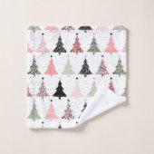 Kerstboomroze en groen met witte achtergrond bad handdoek (Wasdoekje)