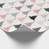 Kerstboomroze en groen met witte achtergrond cadeaupapier (Hoek)