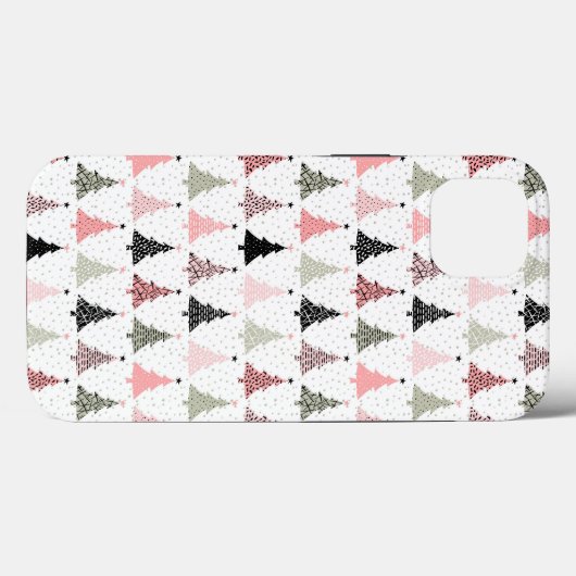 Kerstboomroze en groen met witte achtergrond Case-Mate iPhone case (Achterkant (horizontaal))