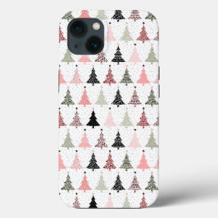 Kerstboomroze en groen met witte achtergrond Case-Mate iPhone case