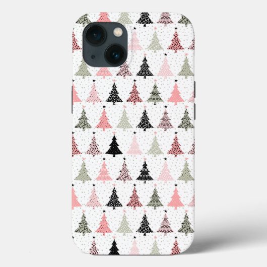 Kerstboomroze en groen met witte achtergrond Case-Mate iPhone case (Achterkant)