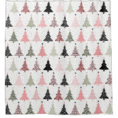 Kerstboomroze en groen met witte achtergrond douchegordijn (Voorkant)