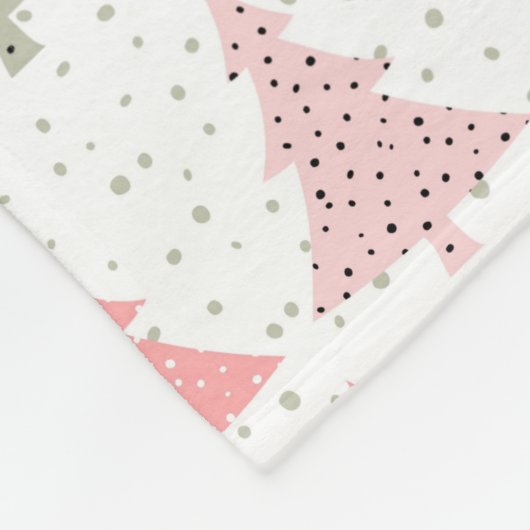 Kerstboomroze en groen met witte achtergrond fleece deken (Hoek)