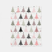 Kerstboomroze en groen met witte achtergrond fleece deken (Voorkant)