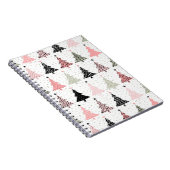 Kerstboomroze en groen met witte achtergrond notitieboek (Rechterzijde)