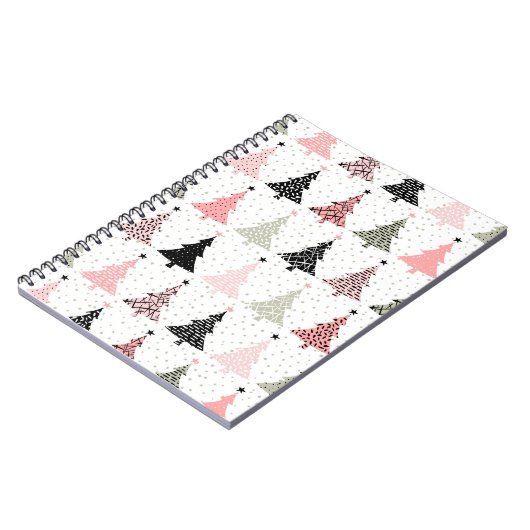 Kerstboomroze en groen met witte achtergrond notitieboek (Linkerzijde)