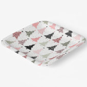 Kerstboomroze en groen met witte achtergrond papieren bordje (Gebogen)