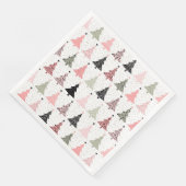 Kerstboomroze en groen met witte achtergrond servet (Hoek)