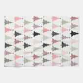 Kerstboomroze en groen met witte achtergrond theedoek (Horizontaal)