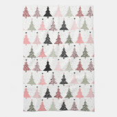 Kerstboomroze en groen met witte achtergrond theedoek (Verticaal)