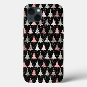 kerstboomroze en groen met zwarte achtergrond Case-Mate iPhone case