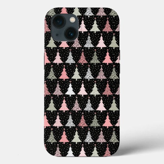 kerstboomroze en groen met zwarte achtergrond Case-Mate iPhone case (Achterkant)