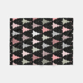 kerstboomroze en groen met zwarte achtergrond fleece deken (Voorkant (Horizontaal))