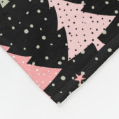 kerstboomroze en groen met zwarte achtergrond fleece deken (Hoek)